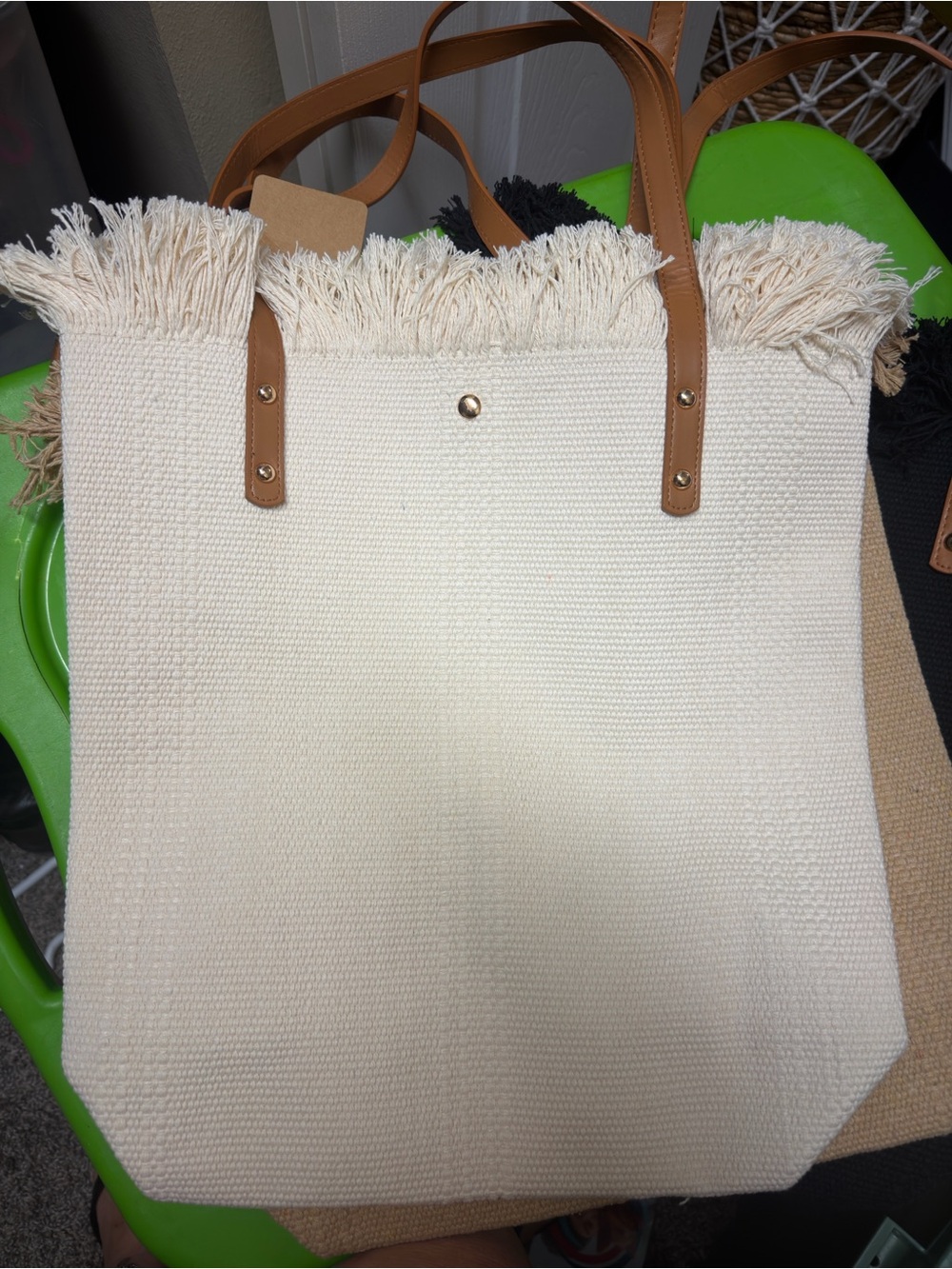 Prada Cream Tote with Fringe Accents - Picture 4 of 13